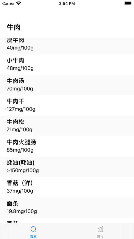 食物嘌呤查询