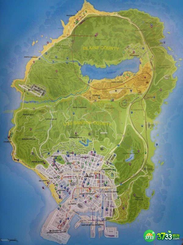 《侠盗猎车手5》全景地图一览