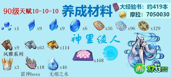 原神水系角色突破材料大全