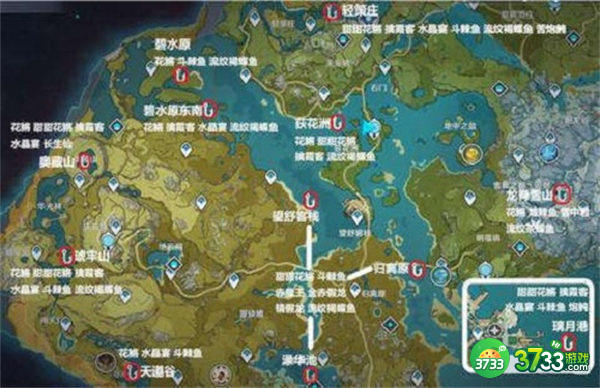 原神璃月雪山钓鱼点位置大全2022最新