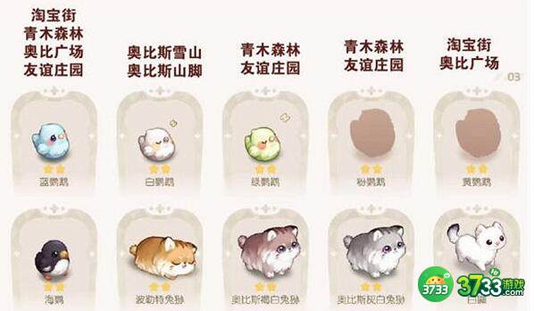 奥比岛手游宠物分布坐标最新一览