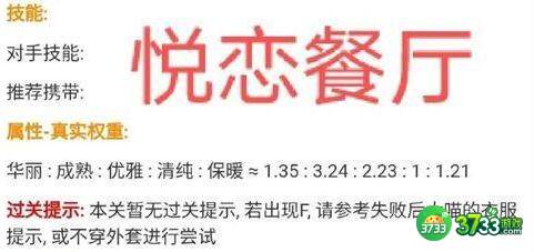 奇迹暖暖悦恋餐厅搭配方案一览