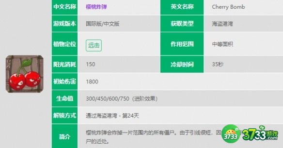 植物大战僵尸2樱桃炸弹怎么样-植物大战僵尸2樱桃炸弹介绍