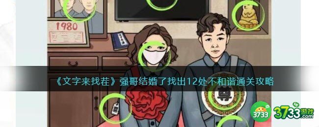 文字来找茬强哥结婚了-找出12处不和谐通关攻略