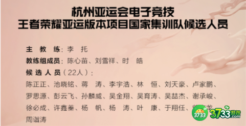 王者荣耀亚运会中国队名单有谁-亚运会中国队名单一览