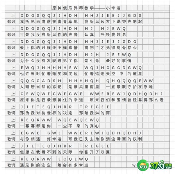 原神小幸运曲谱手机版-小幸运琴谱简谱图片