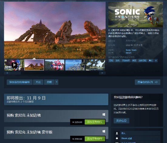 索尼克:未知边境Steam多少钱-Steam价格介绍