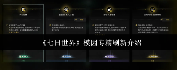 七日世界模因专精会刷新吗-七日世界模因专精刷新介绍