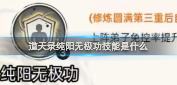 道天录纯阳无极功技能怎么样-纯阳无极功技能介绍