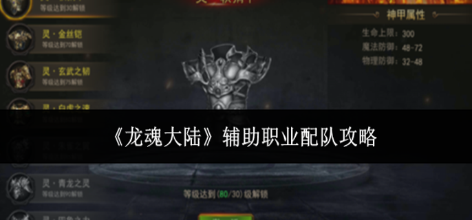 龙魂大陆辅助职业怎么配队-辅助职业配队攻略
